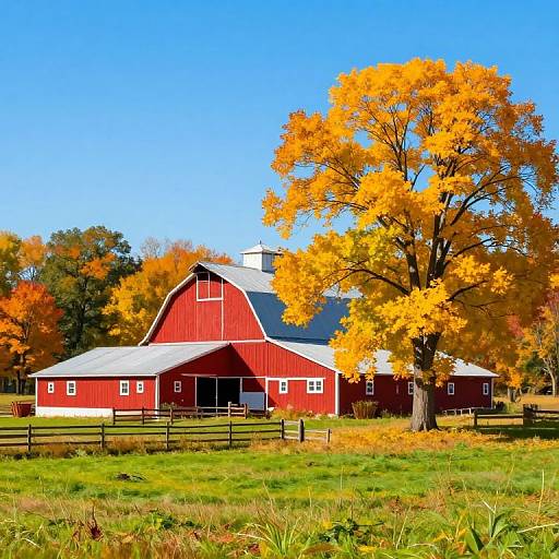 Realistic Autumn Farm Landscape