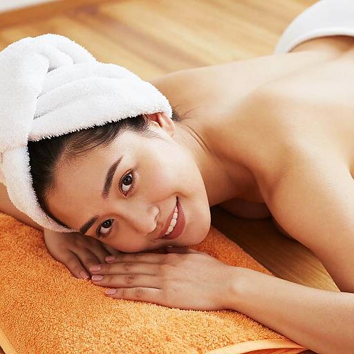 Relaxed Woman on Wooden Floor