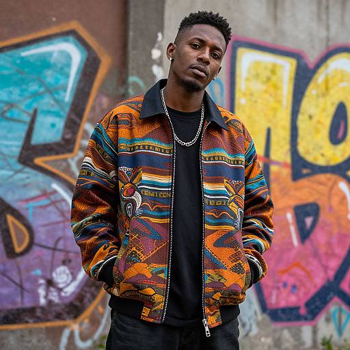 Hip-Hop Man with Graffiti Art