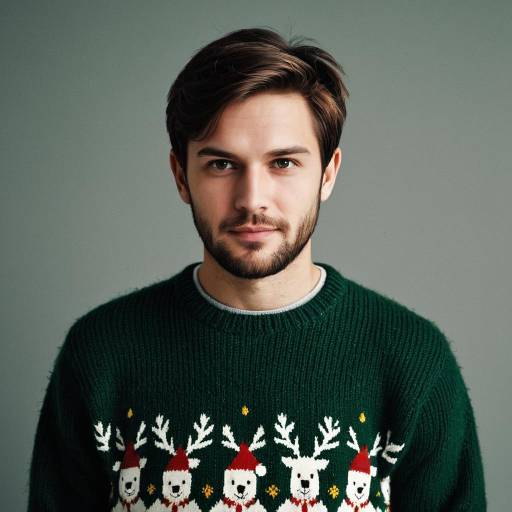 Realistic Portrait of Boy in Christmas Sweater
