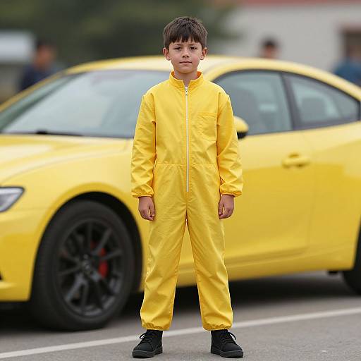 Realistic Yellow Car Costume Boy
