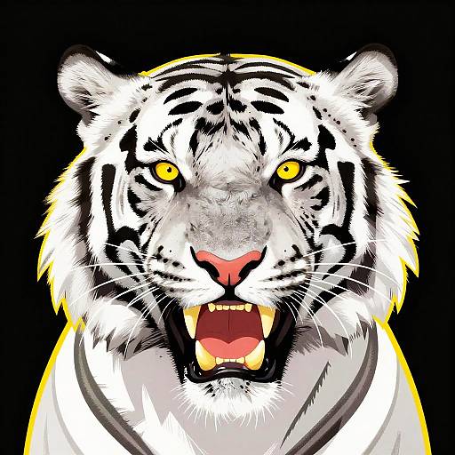 Fierce White Tiger Digital Illustration