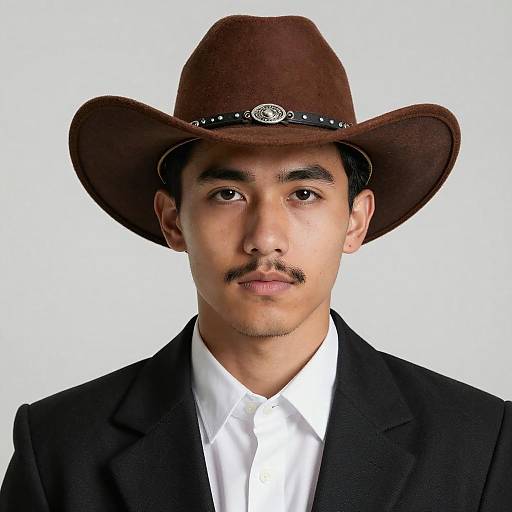 Portrait of Young Man in Cowboy Hat and Formal Wear