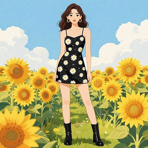 Woman in Daisy Mini Dress at Disco