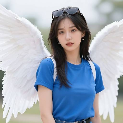 Stylish Female Angel with Sunglasses