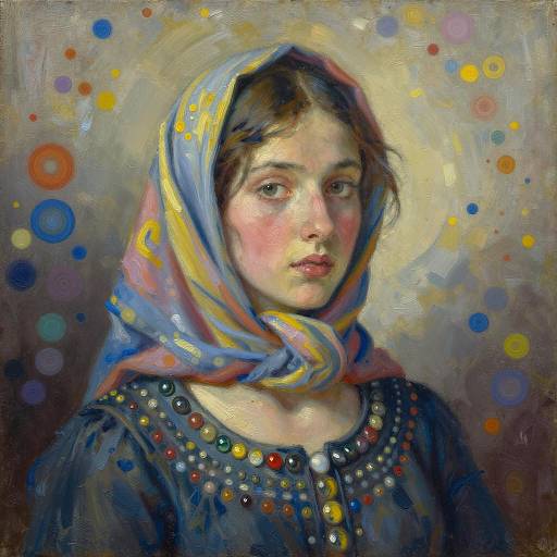 Portrait of a Woman in Colorful Attire