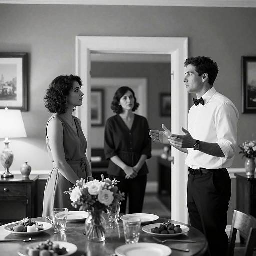 Elegant Gathering in a Patterned Room