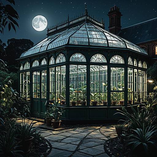 Victorian Greenhouse at Night