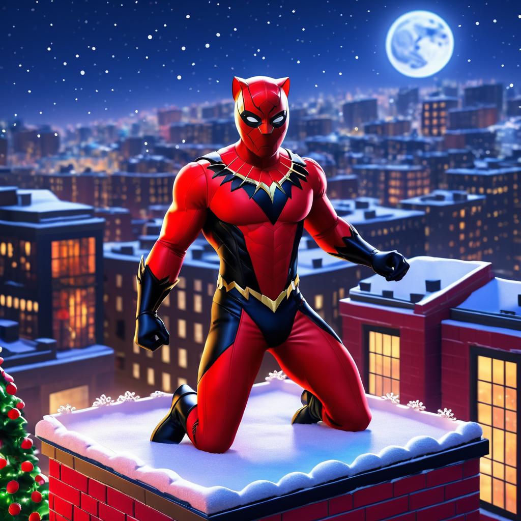 Cupid Black Panther: A Festive Rooftop Scene