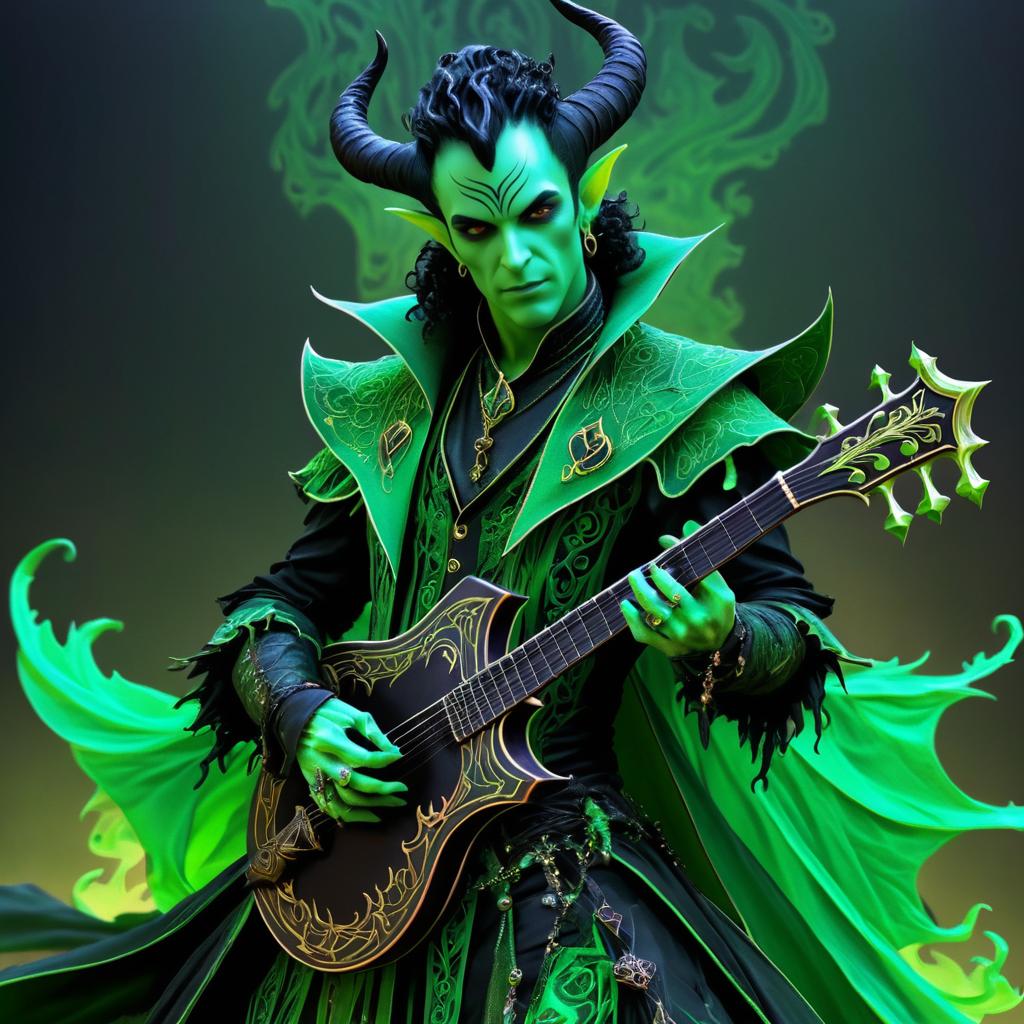 Flamboyant Tiefling Bard in Gothic Horror