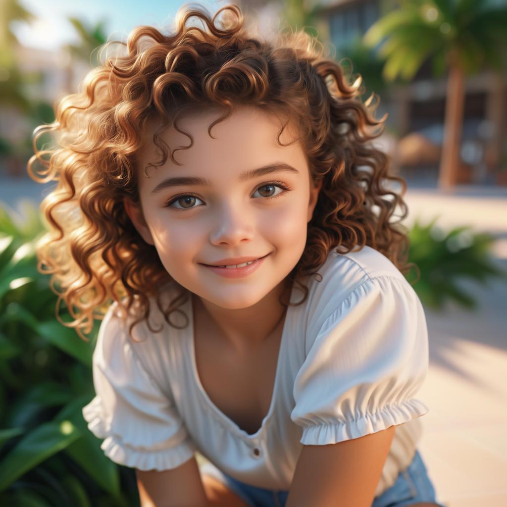 Playful Young Girl in Summer Sunshine