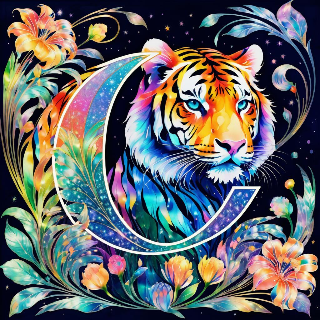 Vibrant Art Nouveau Tiger Design