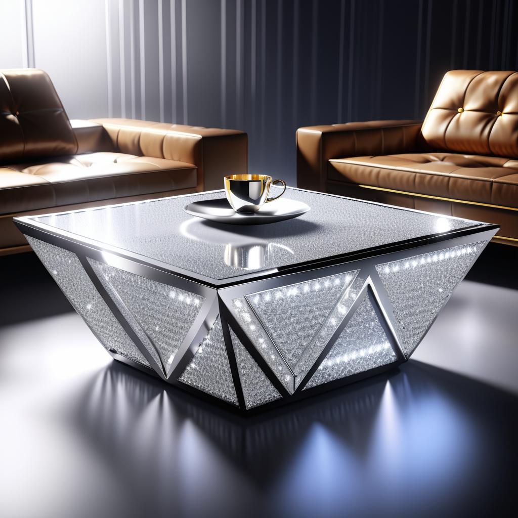 Luxurious Diamond-Shaped Silver Coffee Table Design