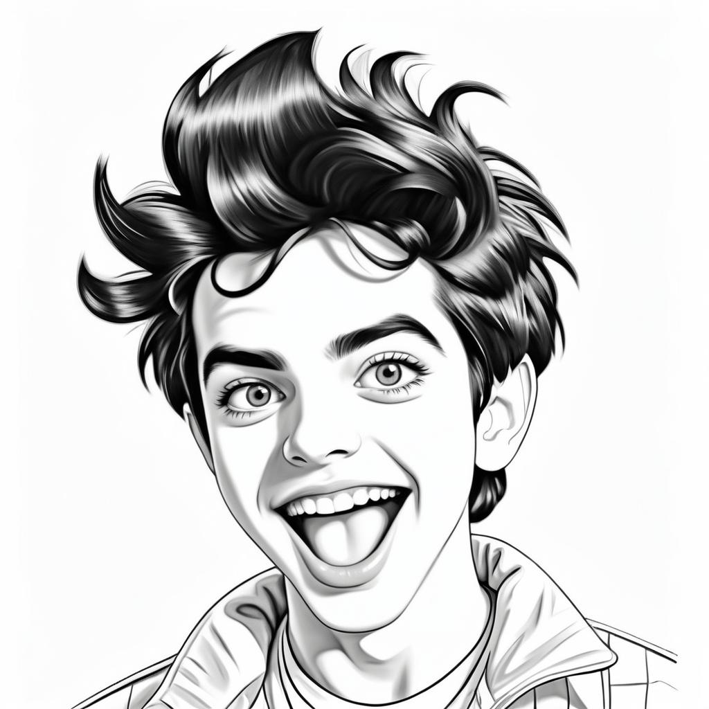 Energetic Teen Caricature in Pop Art Style