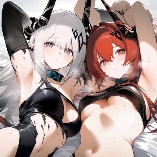 Anime Girls in Black Latex Outfits