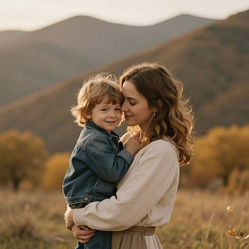 Autumn Bond Between Woman and Child