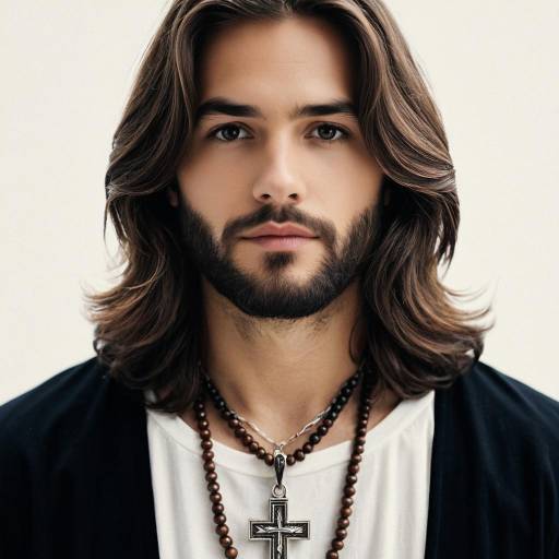Realistic Male Portrait of Jesus with Jewelry