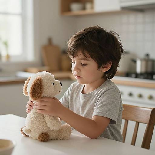Realistic Child and Stuffed Animal Moment