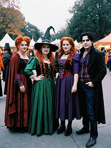 Group in Hocus Pocus Cosplay at Halloween Festival