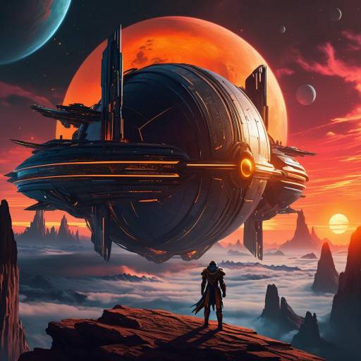Celestial Voyager Against Vibrant Sunset Celestial Voyager Against Vibrant Sunset