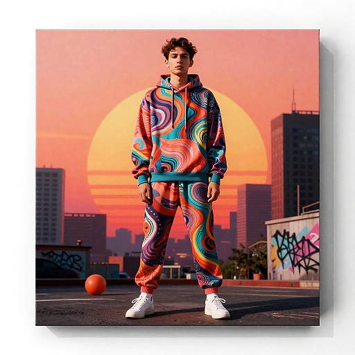 Neon Sunset Streetwear Photomontage