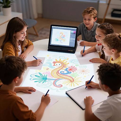 Children Creating AI Art Together