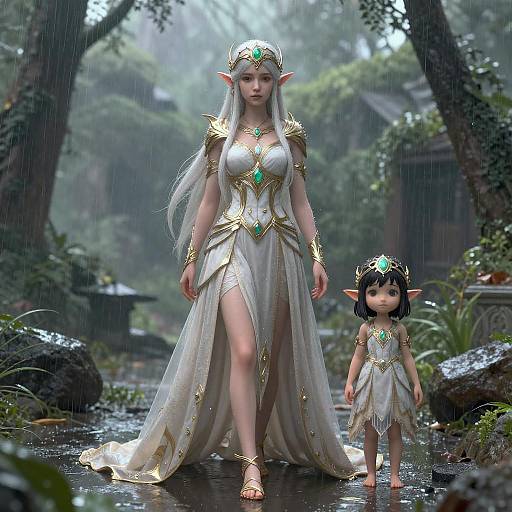 Elven Empress in Cyberpunk Rain