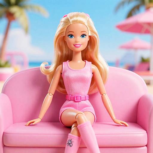 Pixar-Style Pink Barbie On Sofa