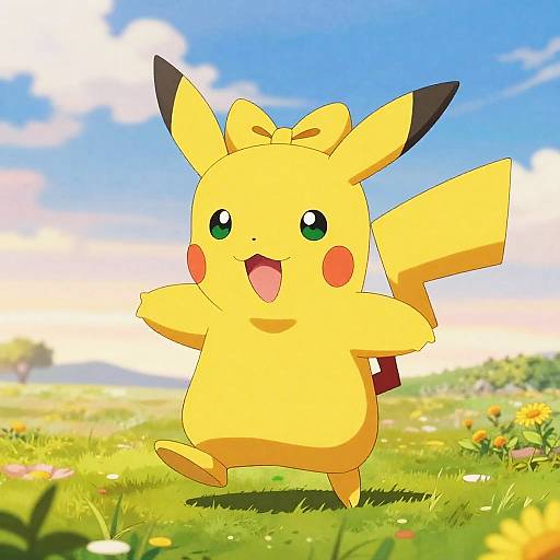 Shiny Pokemon Running in Sunset Meadow