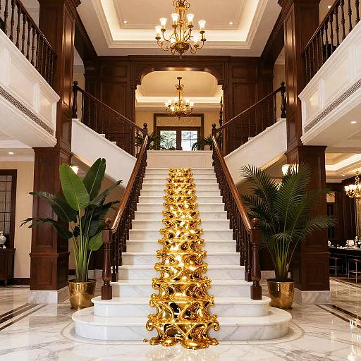 Opulent Two-Story Marble Foyer