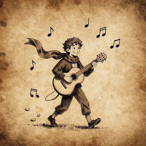 Charcoal Minstrel on Ochre Wash