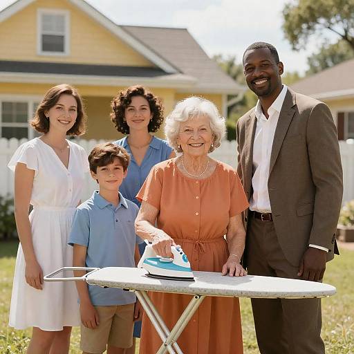 Sunlit Family Gathering in Suburbia