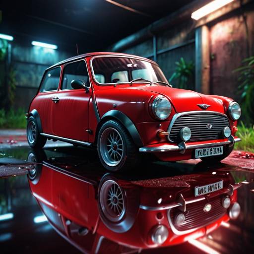 Cherry Red Mini Cooper Reflection
