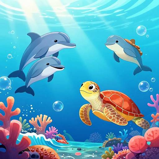 Ocean Adventure with Playful Marine Animals