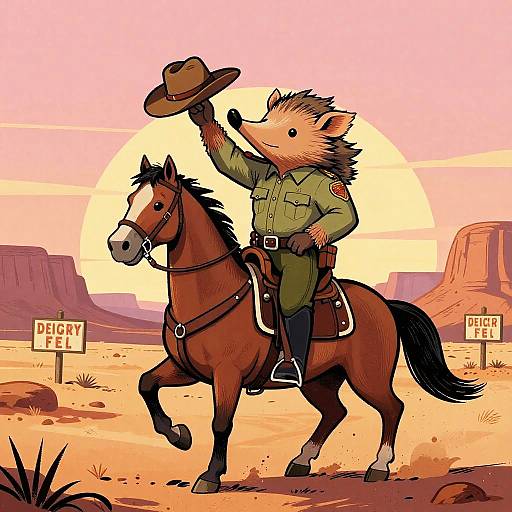 Anthropomorphic Armadillo Sheriff Scene