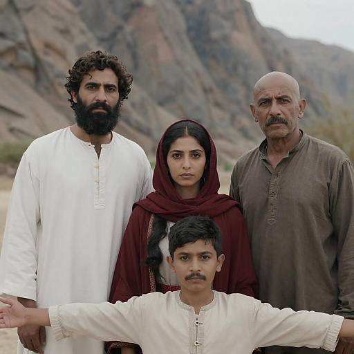 Serious Middle Eastern Family Portrait Outdoors
