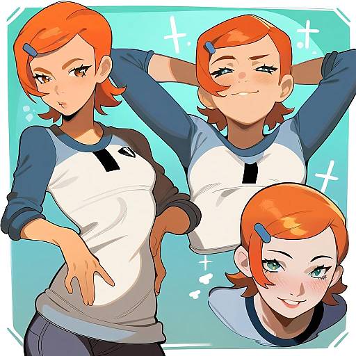 Illustration of Gwen tennyson, ben 10 in the style of Porqueloin