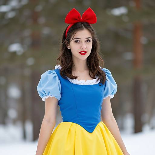 Fairytale-Inspired Woman in Snowy Forest