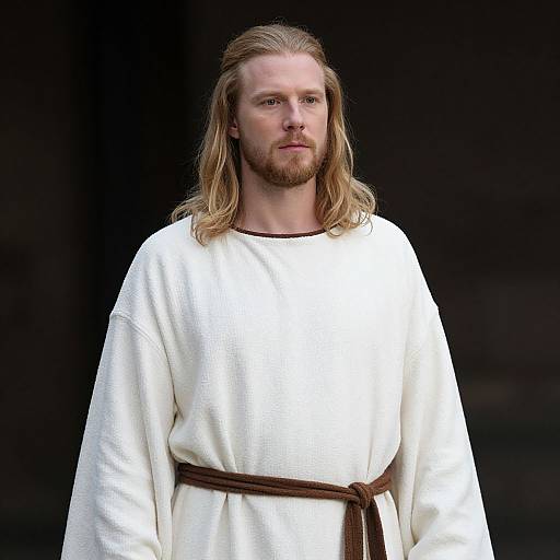Serene Man in White and Brown Robe