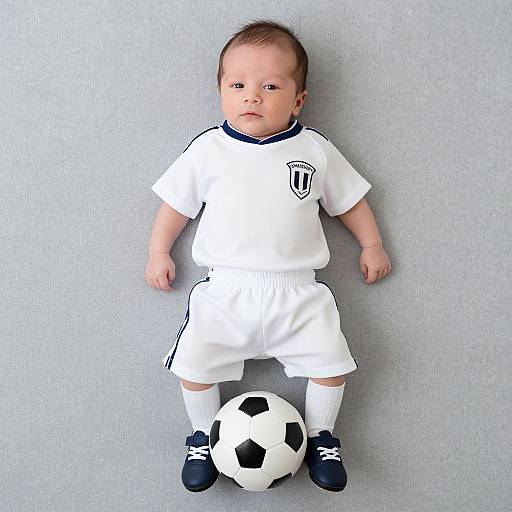 Realistic Newborn in Football Uniform