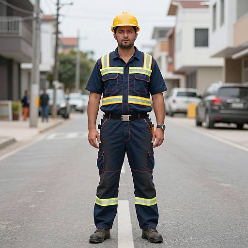 Construction Worker Standing on Street