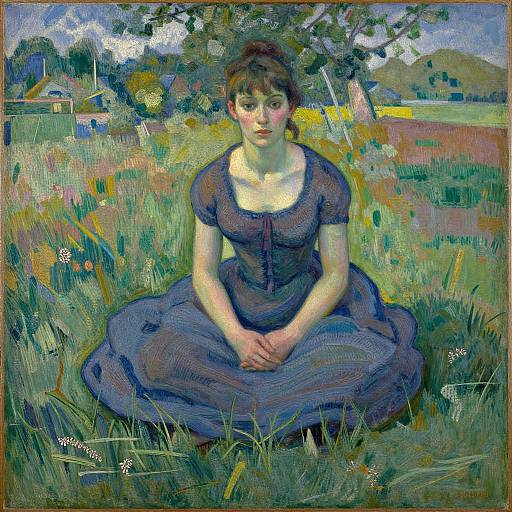Impressionist Woman in Field Portrait