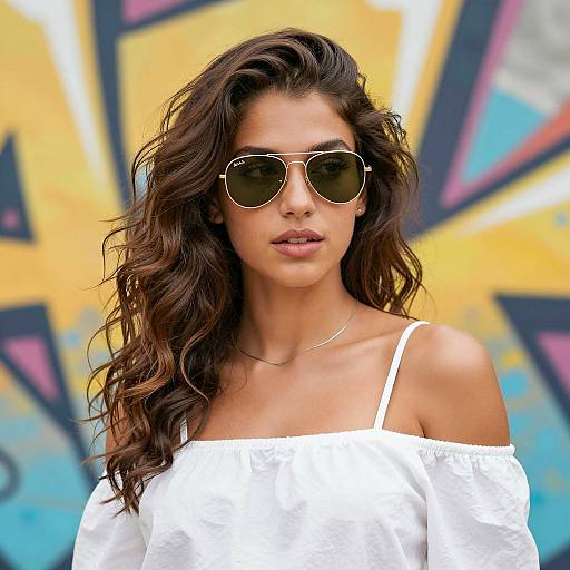 Stylish Woman Against Colorful Graffiti