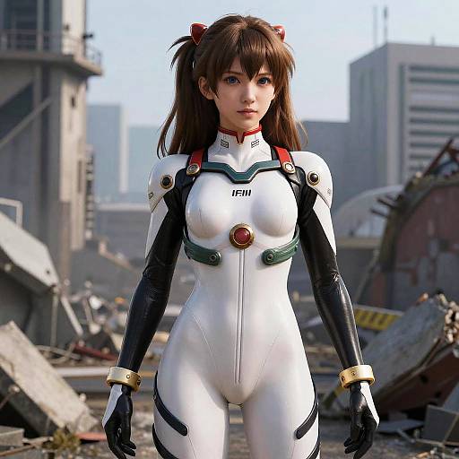 Digital CGI of anime-style Asuka Langley Soryu from 