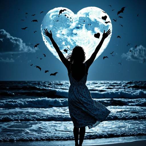 Heart-Shaped Moon Over Stormy Ocean Heart-Shaped Moon Over Stormy Ocean