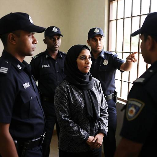 Intense Police Scene with Illuminated Window