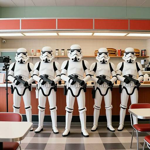 Stormtrooper in 70s Sandwich Shop