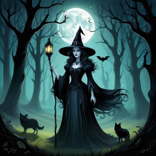 Mystical Witch in a Moonlit Glade Mystical Witch in a Moonlit Glade