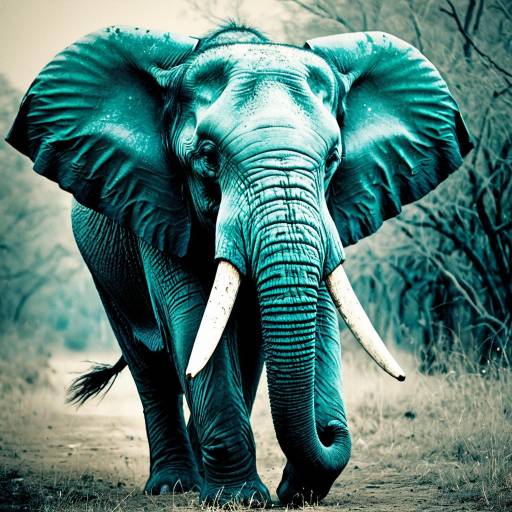 Majestic Elephant in Teal Tone Majestic Elephant in Teal Tone