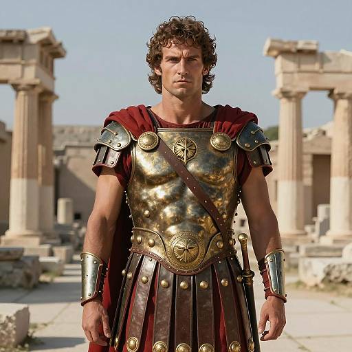 Roman Warrior in Ancient Ruins